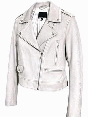 BANANA REPUBLIC Womens (XS) Light Gray Faux Suede Cropped Zip-Up Moto Jacket